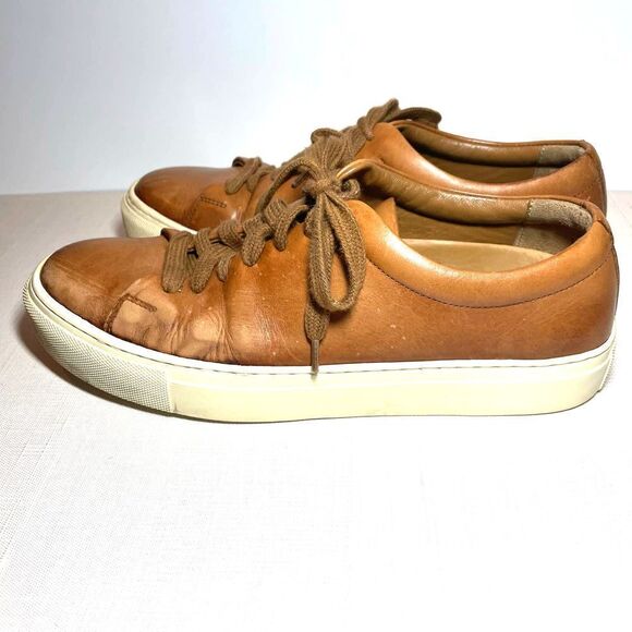 Wolf Shepherd Mens Leather Glider Chestnut Brown Tan Lace Up Sneakers Size 6 - Picture 2 of 8